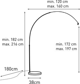 Moderná oblúková lampa chrómová nastaviteľná bez tienidla