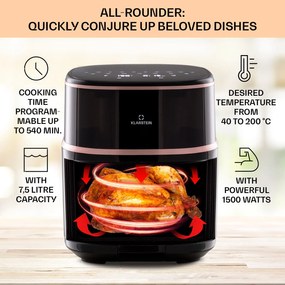 Klarstein Air Bloom, teplovzdušná fritéza, 1500 W, 7,5 l, 16 programov, s funkciou naparovania