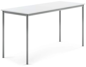 Stôl SONITUS, 1800x700x900 mm, HPL - biela, strieborná