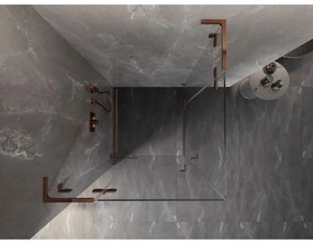 Mexen Lunar, L Duo výklopný sprchový kút 105 x 105 cm, 8mm číre sklo, profil ružové zlato, 834L-105L-105P-60-00