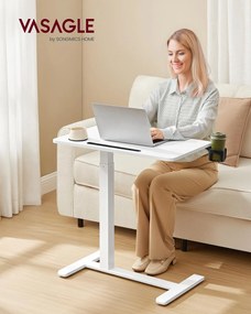 Výškovo nastaviteľný odkladací stolík Vasagle Elev 70 cm biely