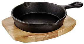 HOT IRON Servírovacia panvica s rukojaťou a dreveným podnosom