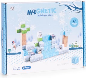 MULTISTORE Magnetické stavebné kocky 97 dielov – farebný zimný vzor, stavebnica pre deti 3+