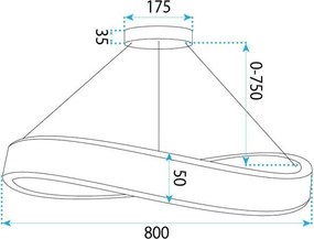 Toolight Toolight, LED závesné svietidlo, 80cm, 70W, 4000K, 5000lm, SWE069-CP, zlatá matná, OSW-30231