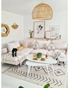 Krémový prateľný ručne tkaný bavlnený koberec 170x120 cm Bereber Rhombs – Lorena Canals