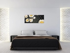 Obraz bielych kvetov ruží (120x50 cm)