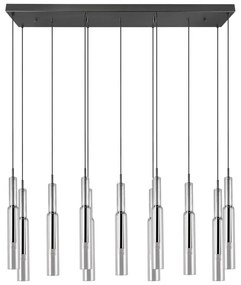 LED závesné svietidlo so skleneným tienidlom v čierno-striebornej farbe Lucent – Trio Select