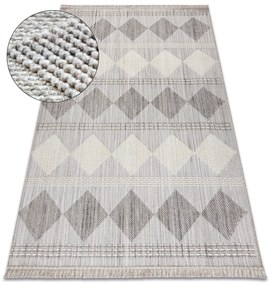 Koberec NANO EO61A Diamant, plocho tkaný, slučka, sivo-biely