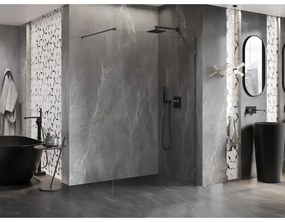 Mexen Lunar, sprchová stena pravá 140 x 200 cm, priehľadná 8 mm, grafitová, 830-140-000-95-00-P
