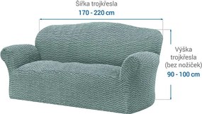 Bielastické poťahy CRISTINA mätová trojkreslo (š. 170 - 220 cm)