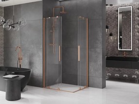 Mexen Velar Duo, sprchový kút s posuvnými dverami 100(dvere) x 90(dvere) cm, 8mm číre sklo, medená matná profil, 871-100-090-02-65