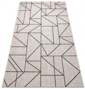 Koberec SIZAL FLOORLUX 20605 geometrický trojuholník - strieborný / čierny