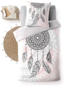 Bielo-ružové bavlnené obliečky na jednolôžko 140x200 cm Namaste – douceur d'intérieur