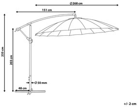 Záhradný slnečník 268 cm CALISA II (polyester) (tmavosivá). Vlastná spoľahlivá doprava až k Vám domov. 1019451