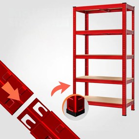 Monzana Regál s vysokou nosnosťou HEAVY, max. 875kg, 90x40x180cm, červená