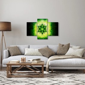 Obraz - Kvetinová mandala v zelenom pozadí (90x60 cm)