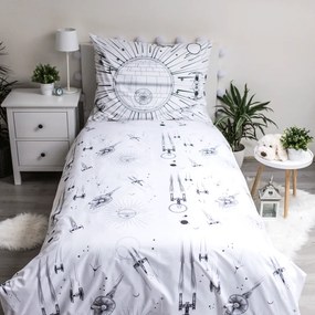 Jerry Fabrics Bavlnené obliečky so svietiacim efektom 140x200 + 70x90 cm - Star Wars "Death Star"