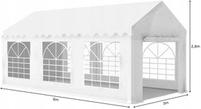 Záhradný pavilón 6x3x2,8 m - biely - 8 stien