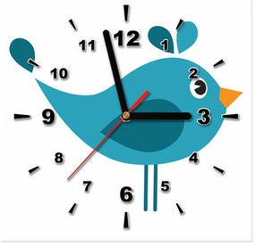 Gario Obraz s hodinami Modrý vtáčik Rozmery: 30 x 30 cm