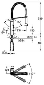 GROHE 31379000 - Drezová batéria K7 G12” lesklý chróm