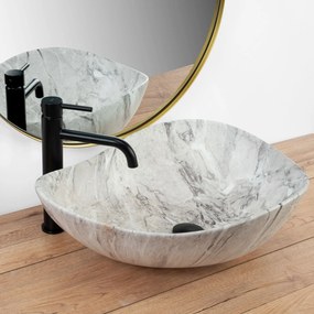 Rea Dora Stone, umývadlo na dosku 515x400x175 mm, šedá imitácia kameňa, REA-U5066