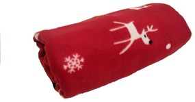 Deka Fleece Vianočná červená sobíky 150x200cm