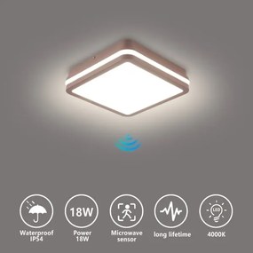Brilagi-LED Vonkajšie svietidlo s čidlom BENE LED/18W/230V 21,5x21,5 cm hnedá IP54