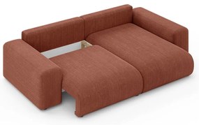 Menčestrová rozkladacia rohová pohovka s úložným priestorom v tehlovej farbe (variabilný roh) Luma – Ropez