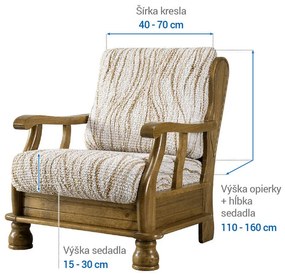 Bielastické poťahy UNIVERSO NOVÉ žíhané béžové kreslo s drevenými rúčkami (š. 40 - 70 cm)
