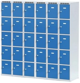 Alfa 3 Šatníková skrinka s úložnými boxami, 15 boxov, 1800 x 900 x 500 mm, otočný zámok, sivé dvere