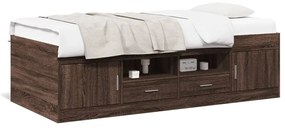 Denná posteľ so zásuvkami hnedý dub 100x200 cm kompozitné drevo 3280243
