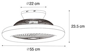 Stropný ventilátor biely s drevenou potlačou 55 cm vrátane LED stmievateľný s diaľkovým ovládaním - Clima