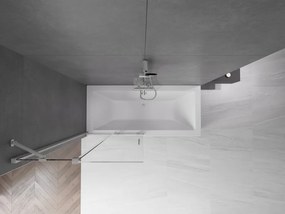 Mexen Velar, 2-krídlová posuvná vaňová zástena 95 x 150 cm, 8mm číre sklo, brúsená oceľ, 896-095-000-01-97