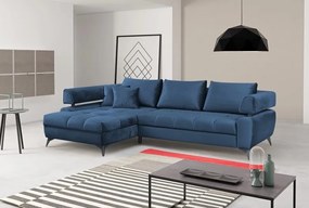 Rohová sedacia súprava Paris, modrá látka, ľavý roh