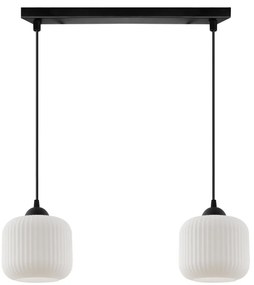 Závesné svietidlo Riffle, 2x biele sklenené tienidlo, b