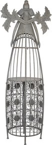 Šedá antik kovová polica na víno v tvare anjela Wine Rack Angel - 79*62*207 cm