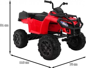 Ramiz Detská štvorkolka XL ATV 2,4 GHz na batérie červená na diaľkové ovládanie + pohon 4x4 + nosič batožiny + pomalý štart + EVA + LED a zvuky