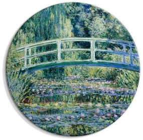 Artgeist Okrúhlý obraz - Japanese Bridge at Giverny Claude Monet - Spring Landscape of a Forest With a River Veľkosť: 60x60