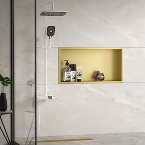 Rea Rea, oceľová kúpeľňová polička 30x60 cm, zlatá matná, REA-05608