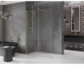 Mexen Velar, posuvné dvere do otvoru typ Walk-In 160 cm, 8mm číre sklo, zlatá matná, 871-160-000-03-55