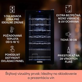 Klarstein Shiraz 28 Uno, vinotéka, 74 l, 28 fliaš, 5-18°C, dotykový ovládací panel