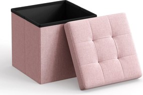 Dekorstudio Taburetka s úložným priestorom LSF028R01 z ružovej látky 30x30x30 cm