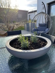 Okrasná miska PLANA, sklolaminát, Ø 54 cm x výška 14 cm, betón design