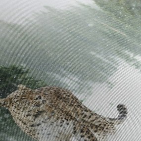 Obraz leoparda v snehu (120x50 cm)