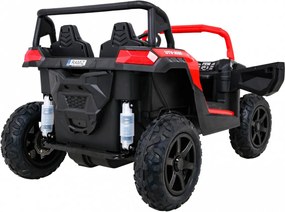 Ramiz Silná pretekárska štvorkolka pre 2 deti Červená + Bezkartáčový motor + Nafukovacie kolesá + LED zvuk