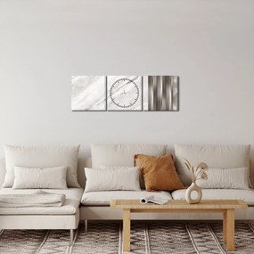 Obraz - Mramor so striebornými linkami (s hodinami) (90x30 cm)