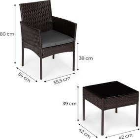 Technorattanový záhradný nábytok set 2 stoličky stôl tmavohnedý MultiGarden