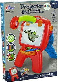 LEAN Toys Obojstranná kriedová tabuľa stojanová s projektorom a fixkami, červená