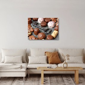 Sklenený obraz čokolády a kľúče (70x50 cm)