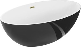 Mexen Nike vaňa voľne stojaca 175 x 100 cm, biela/čierna, prepad zlatý 54